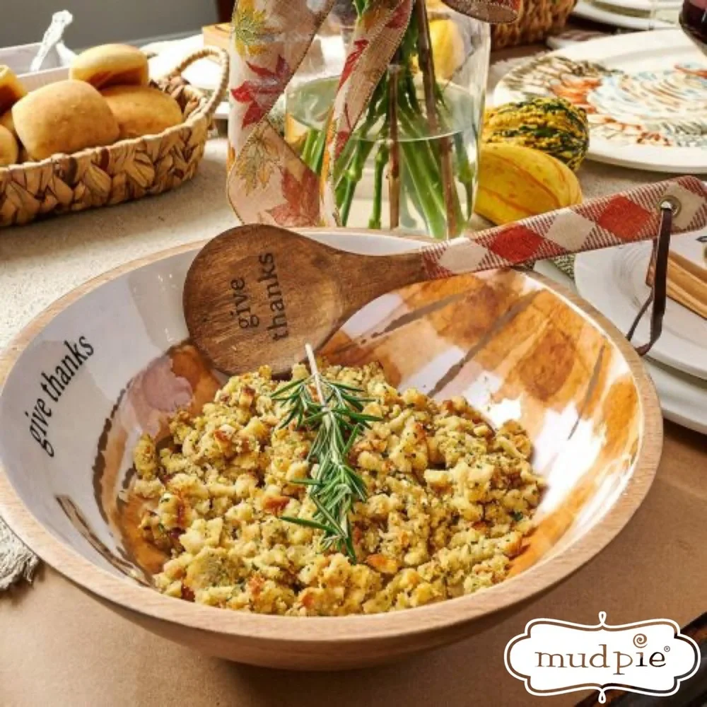 Mud Pie Check Server Utensil Set- Give Thanks